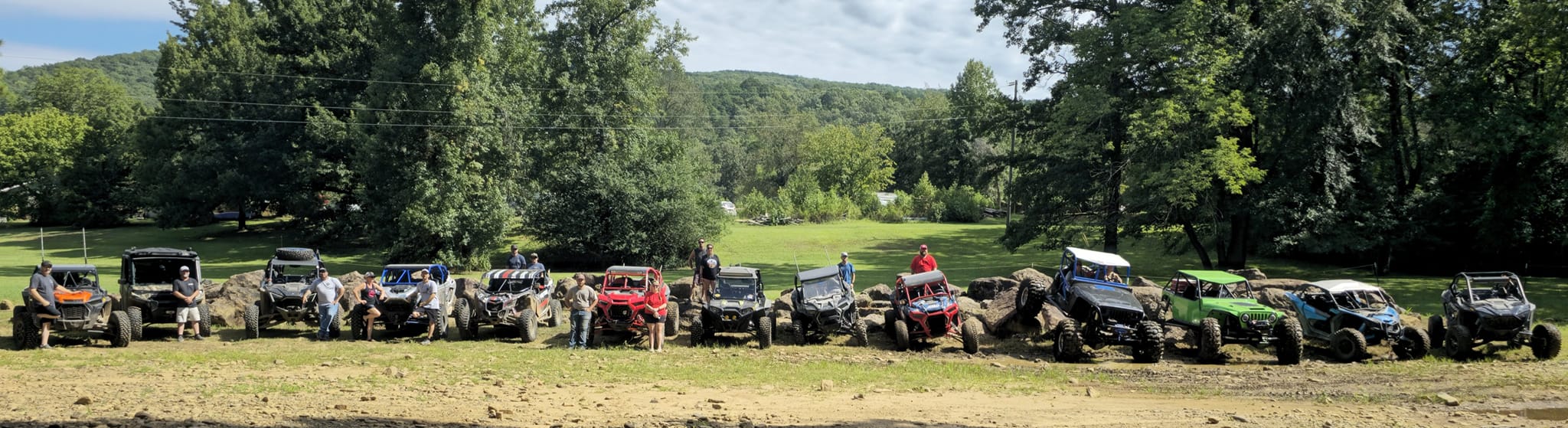 SxS riders gathered during a group trail ride
